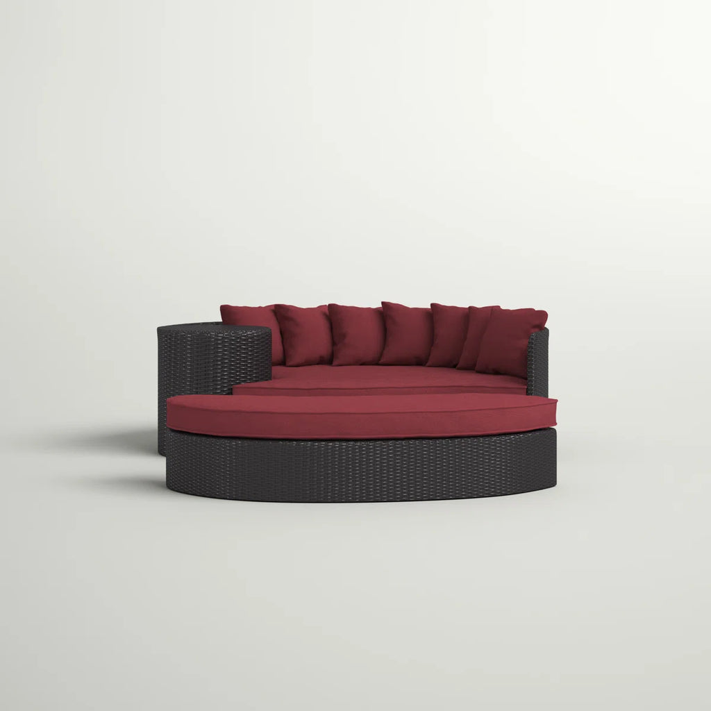 Zehra 79 Wide Outdoor Wicker Patio Daybed with Cushions