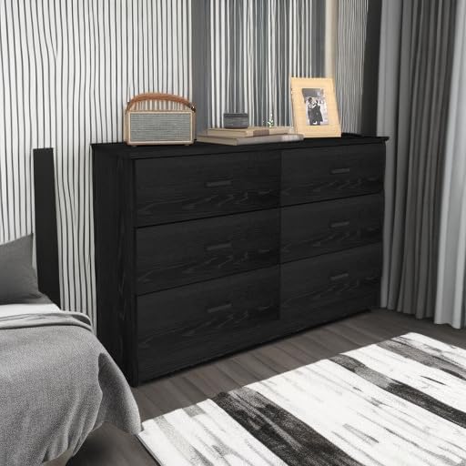 Bigbiglife Wood Dresser for Bedroom. 6 Drawer Double Dresser. Modern Chest of Drawers with Deep Drawers. Large Storage Organizer for Living Room. Closet