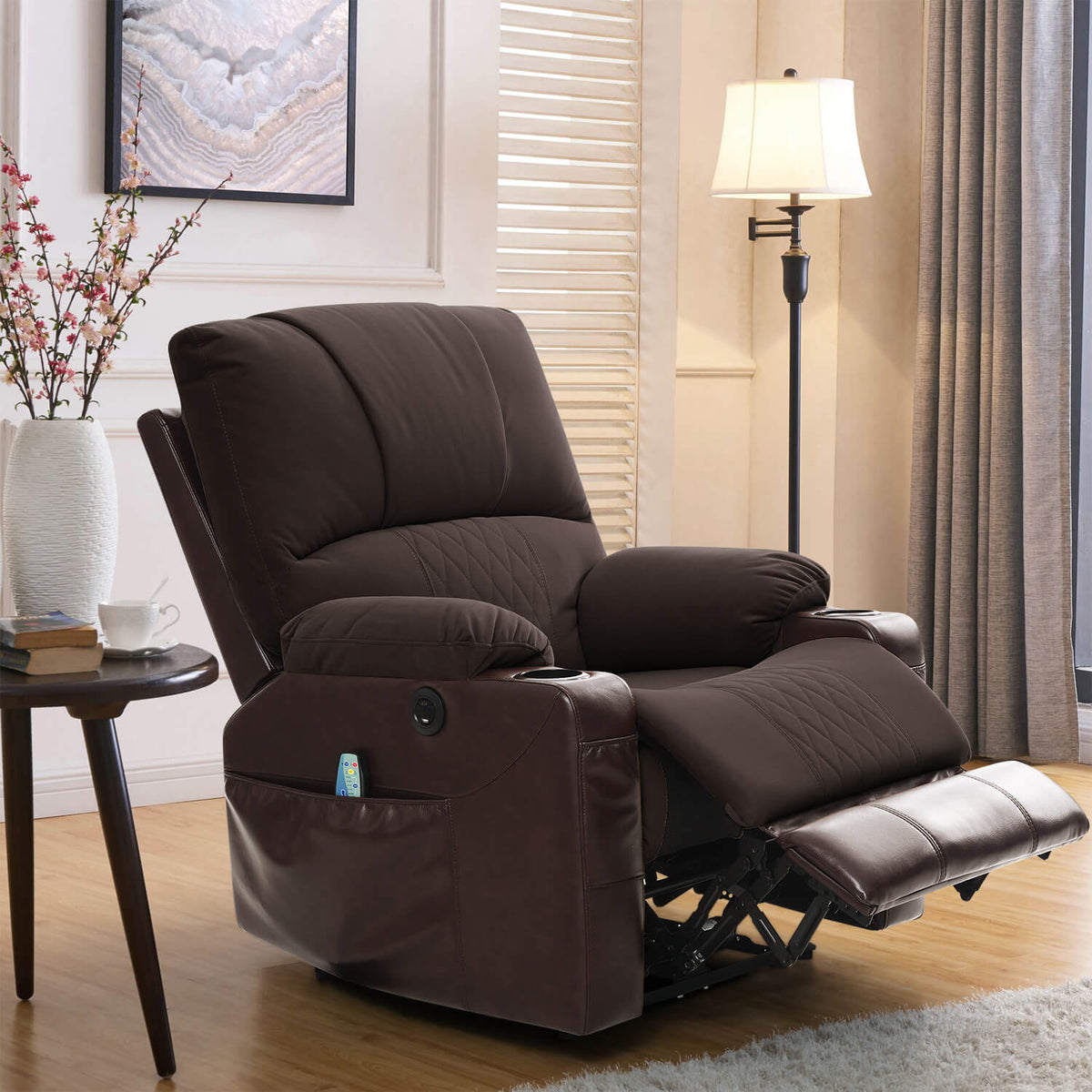 Power Recliner Chair with Heat and Massage. Wall Hugger