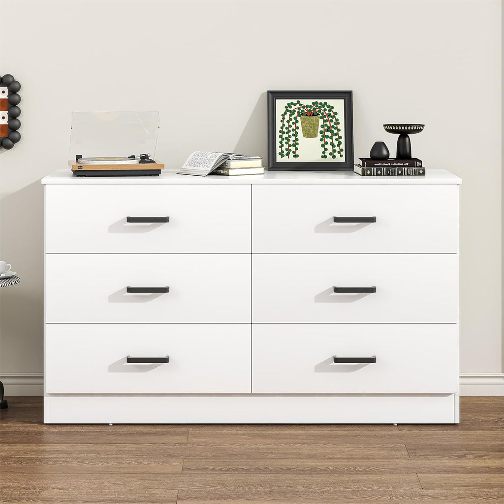 Bigbiglife Wood Dresser for Bedroom. 6 Drawer Double Dresser. Modern Chest of Drawers with Deep Drawers. Large Storage Organizer for Living Room. Closet