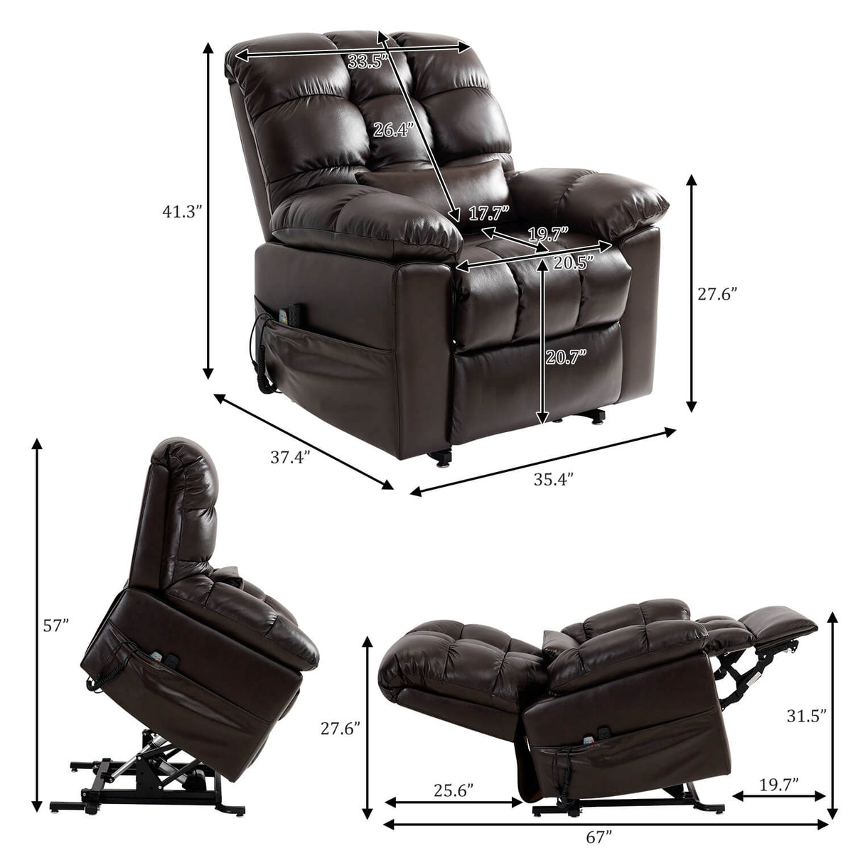 Zero Gravity Power Lift Recliner Chair. Three Motor