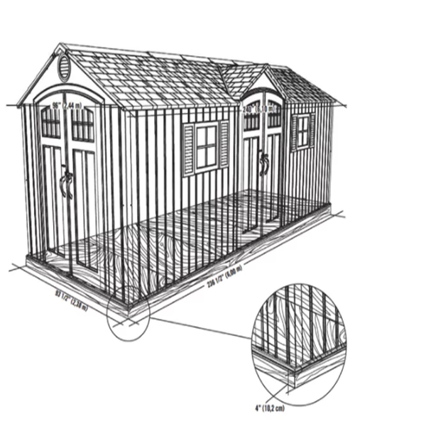 20 ft. W x 8 ft. D Plastic Storage Shed
