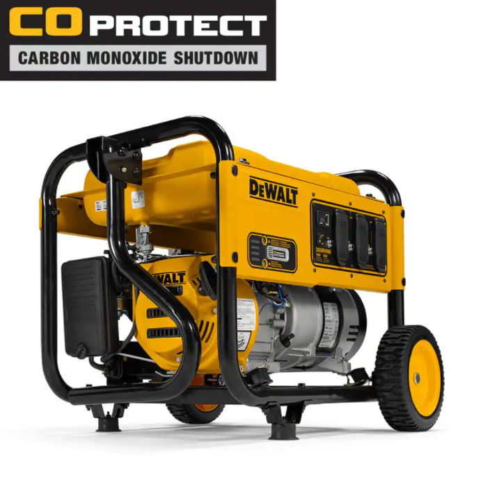DEWALT 6500-Watt Manual Start Gas-Powered Portable Generator with Idle Control. Covered Outlets and CO Protect