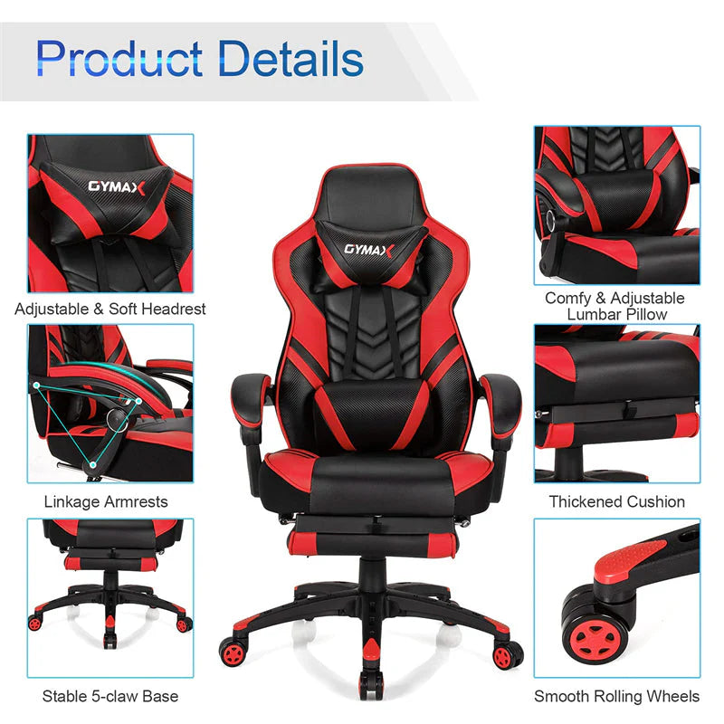 Ergonomic Gaming Chair Recliner with Footrest. Linkage Armrests & Lumbar Support. Big Wide High Back Swivel Video Gaming Office Computer Chair