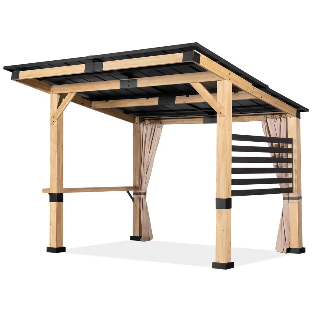 12' W x 10' D Solid Wood Patio Gazebo
