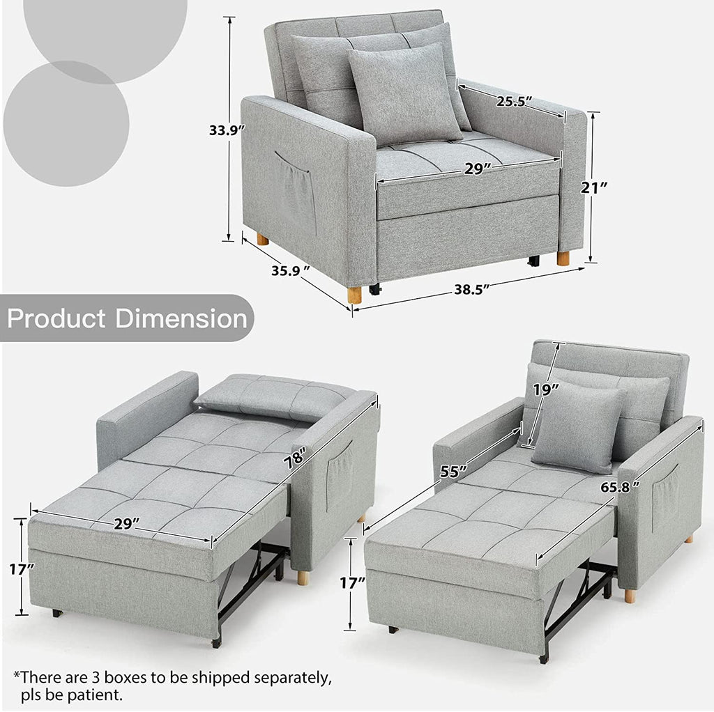 🔥 40 Inch 3-in-1 Convertible Chair Bed.Sofa Bed.