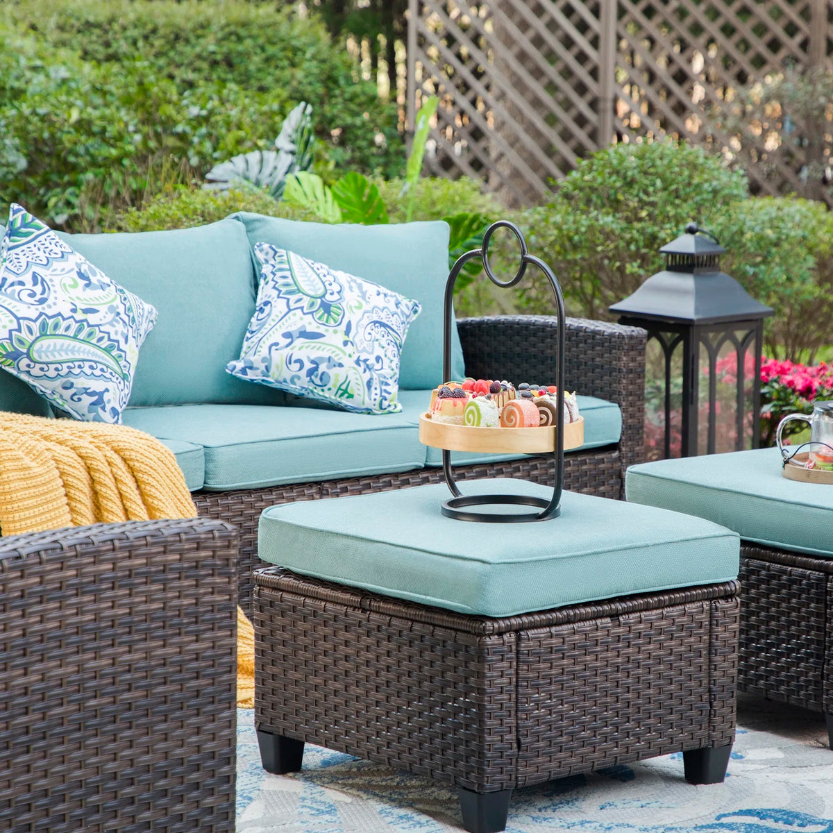 Wicker 9 - Person Garden Lounge Set with Cushions