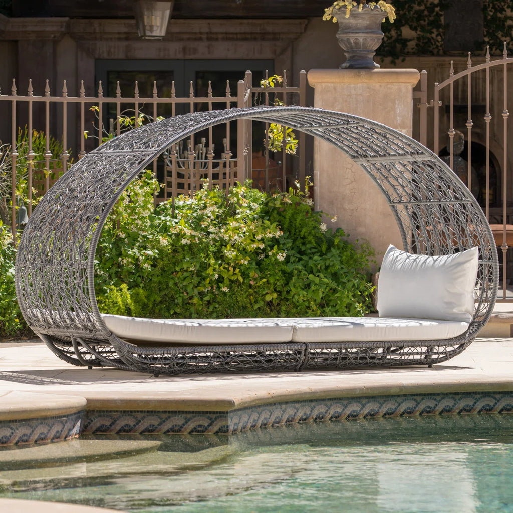 Lavina 91.26'' Aluminium.Wicker Outdoor Patio Daybed