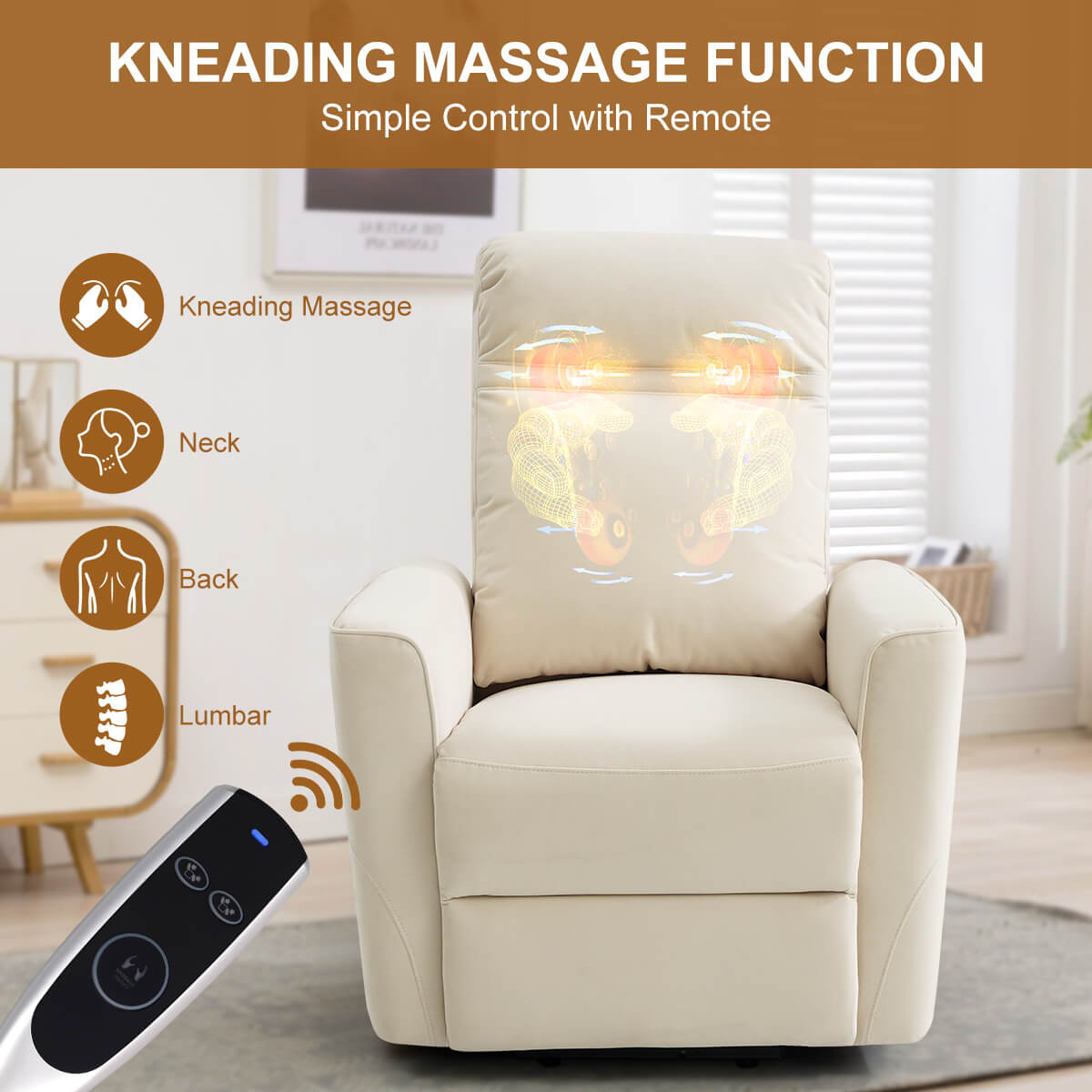Power Lift Chair with Kneading Massage. Fabric