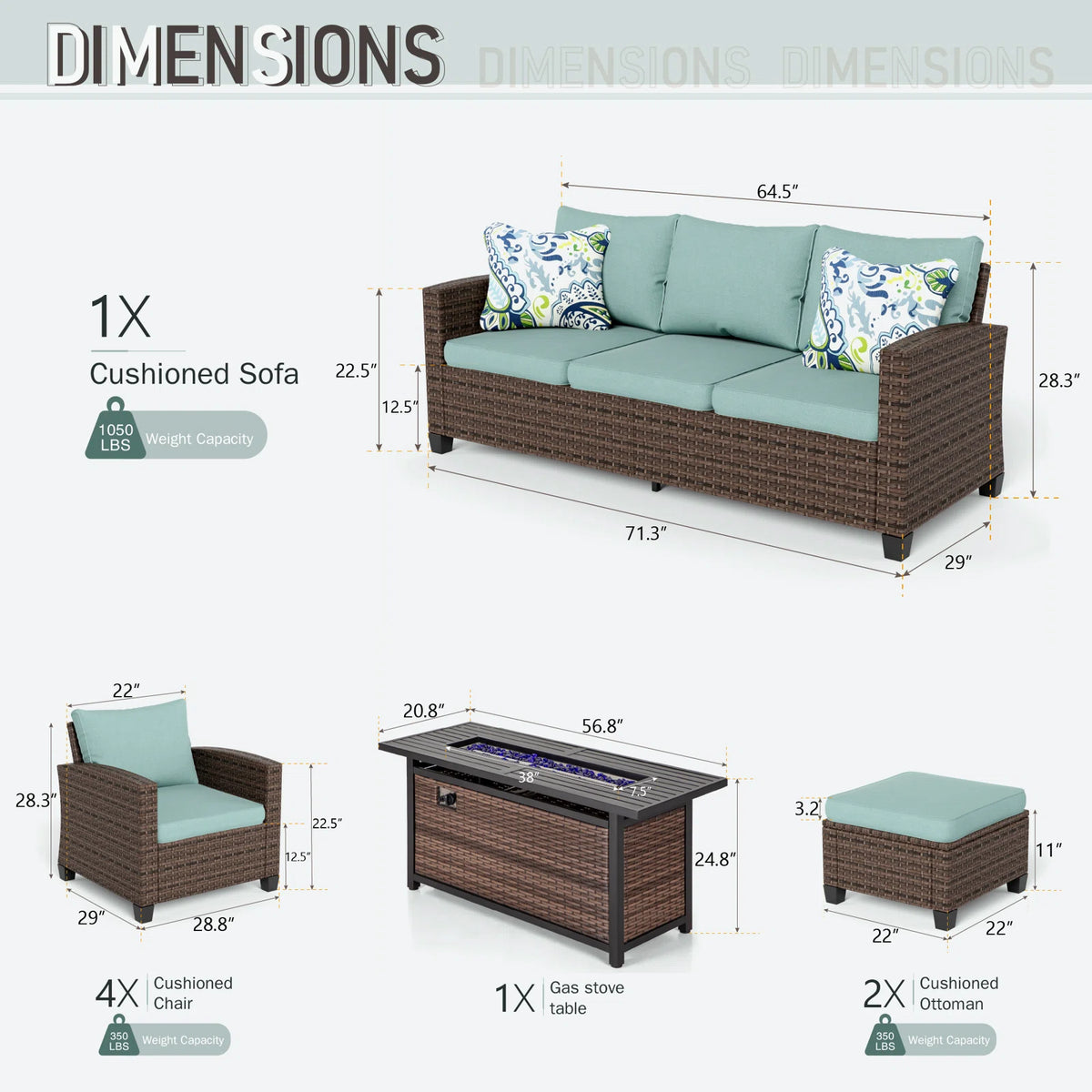 Wicker 9 - Person Garden Lounge Set with Cushions