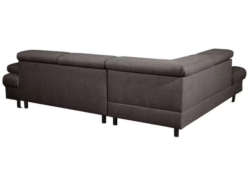 Canapé d'angle gauche/droite convertible SELVA 4 pl Tissu taupe Coffre de rangement