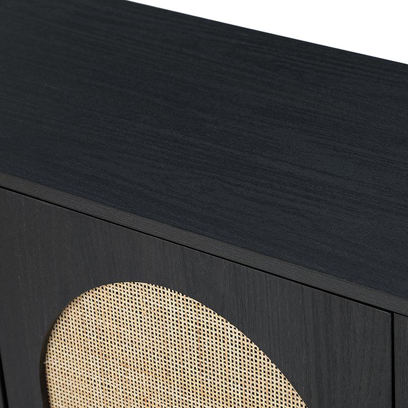 Posey 56 Wide Wood and Rattan Kacie Modern Sideboard
