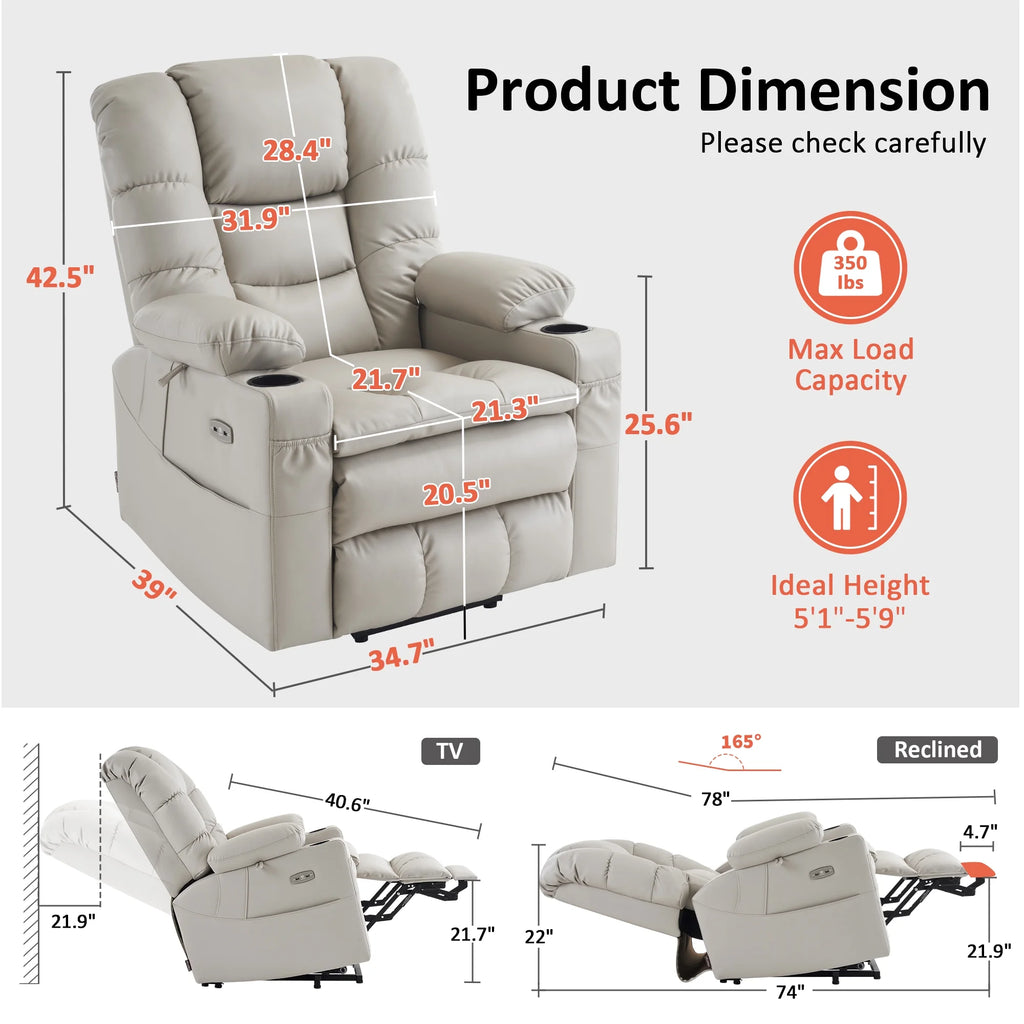 Mcombo Triple Motor Power Lift Recliner for Elderly. Sleep Recliner Sofa with Adjustable Headrest. Faux Leather. Dark Brown