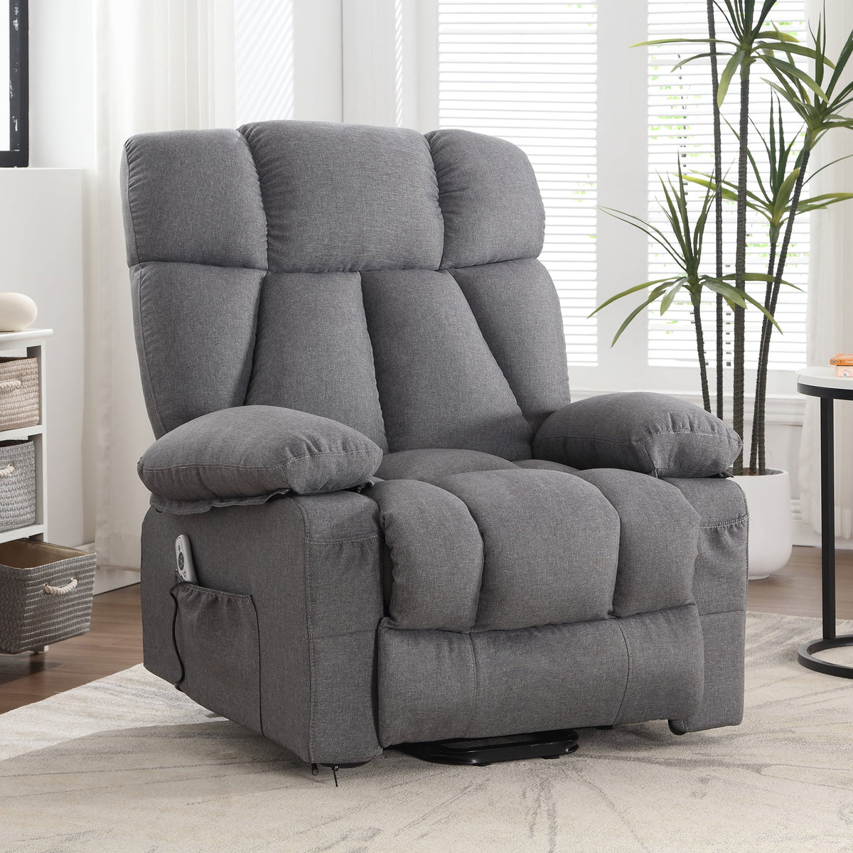 JONPONY Power Lift Recliner Chair Recliners for Elderly with Heat and Massage Recliner Chair for Living Room with Infinite Position and Side Pocket. USB Charge Port. Brown