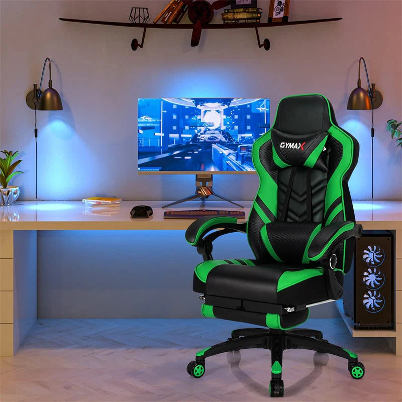 Ergonomic Gaming Chair Recliner with Footrest. Linkage Armrests & Lumbar Support. Big Wide High Back Swivel Video Gaming Office Computer Chair