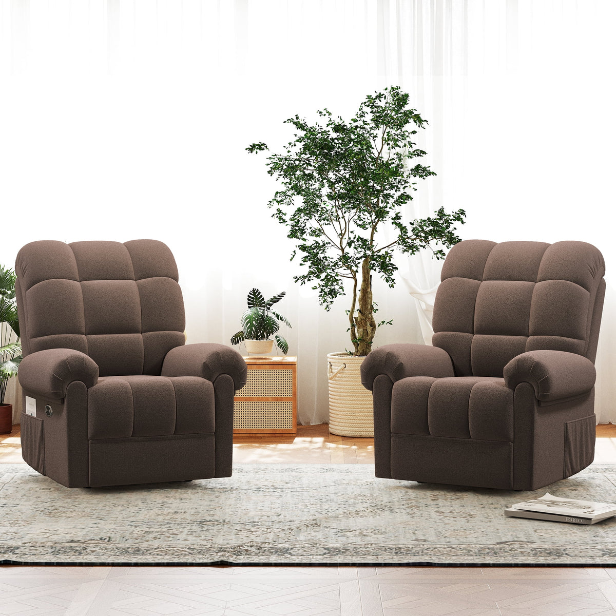 Power Recliner Chair. Electric Recline Sofa Chair for Adults with USB Port. Comfy Teddy Fleece Adjustable Cloud Sofa. Tool - Free Setup. Beige White