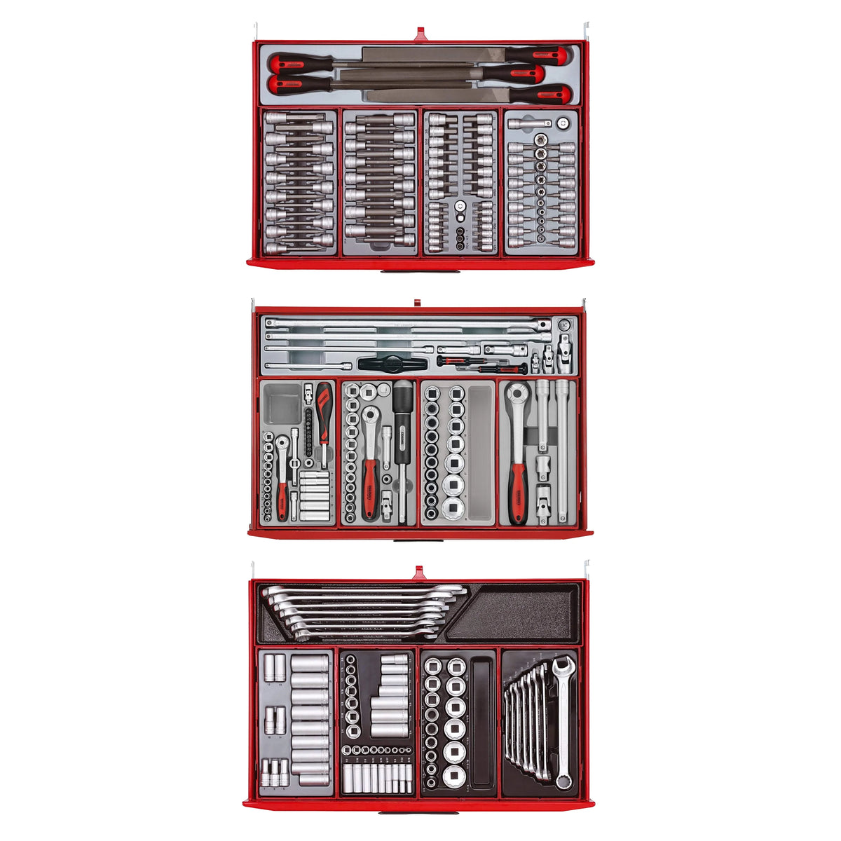 Teng Tools 569 Piece Complete Mixed Mega Master Hand Tool Kit With 53 Inch Wide Roller - TCMMIND08