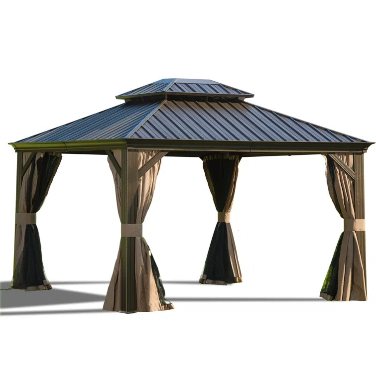 Calaro 12 Ft. W x 10 Ft. D Galvanized Steel Patio Gazebo