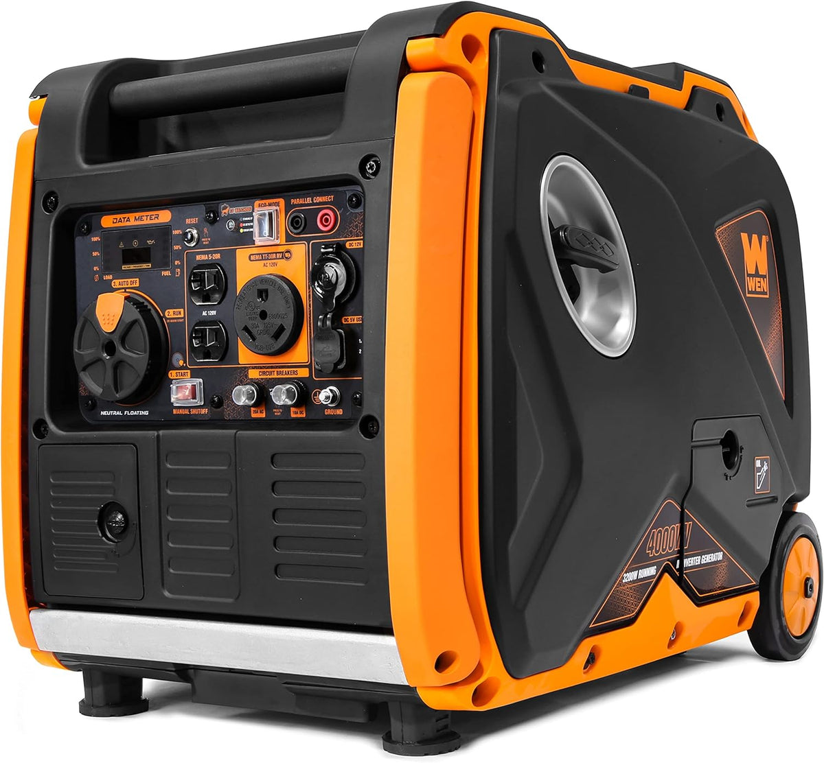 WEN 56400iX 4000-Watt Inverter Generator with Fuel Shut-Off and CO Shutdown Sensor. Black