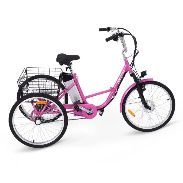 Adult Electric Tricycle – 7-Speed Folding E-Trike with 24″ Wheels. 36V 10Ah Removable Battery. 250W Motor. and 330-Lb Load Capacity