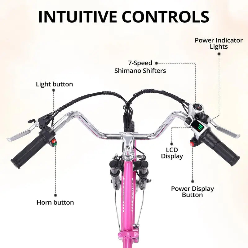 Adult Electric Tricycle – 7-Speed Folding E-Trike with 24″ Wheels. 36V 10Ah Removable Battery. 250W Motor. and 330-Lb Load Capacity