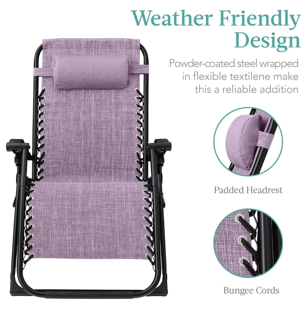 Oversized Chair. Folding Outdoor Patio Recliner. XL Anti Gravity Lounger W/Removable Cushion. Cup Holder. Side Tray. 350 lb Capacity - Taupe