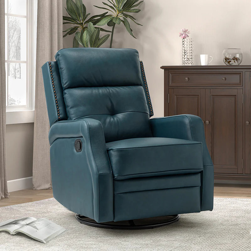 Benito 28.74 Wide Genuine Leather Swivel Rocker Recliner