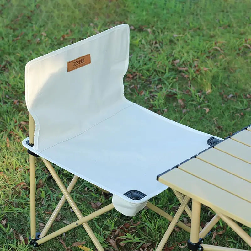 Aluminum Camping Folding Table &amp; Chairs Set. White. Portable 5-Piece for 4 People. Ideal for Outdoor. Picnic. Backyard Use