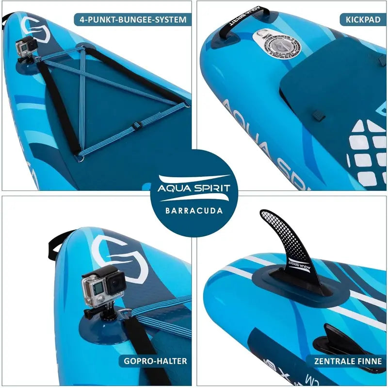 Aqua Spirit Inflatable SUP Board – 320 x 81 x 15 cm Stand-Up Paddleboard with Full Accessory Kit (Paddle. Seat. Backpack. Pump) – Blue
