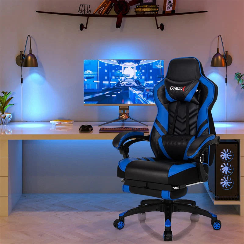 Ergonomic Gaming Chair Recliner with Footrest. Linkage Armrests & Lumbar Support. Big Wide High Back Swivel Video Gaming Office Computer Chair