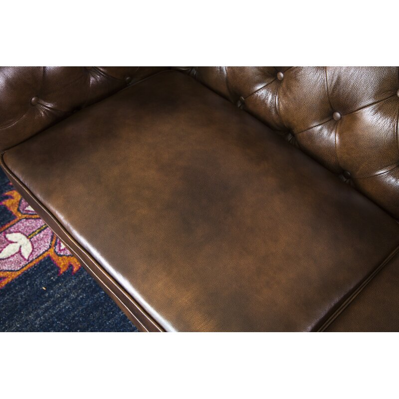 Owen 84 Genuine Leather Rolled Arm Chesterfield Sofa