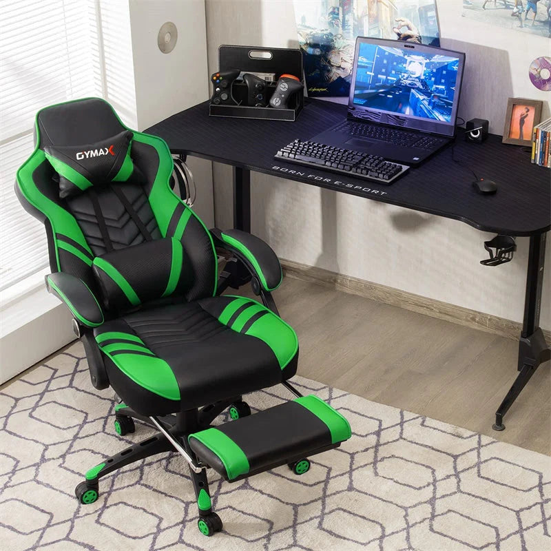 Ergonomic Gaming Chair Recliner with Footrest. Linkage Armrests & Lumbar Support. Big Wide High Back Swivel Video Gaming Office Computer Chair