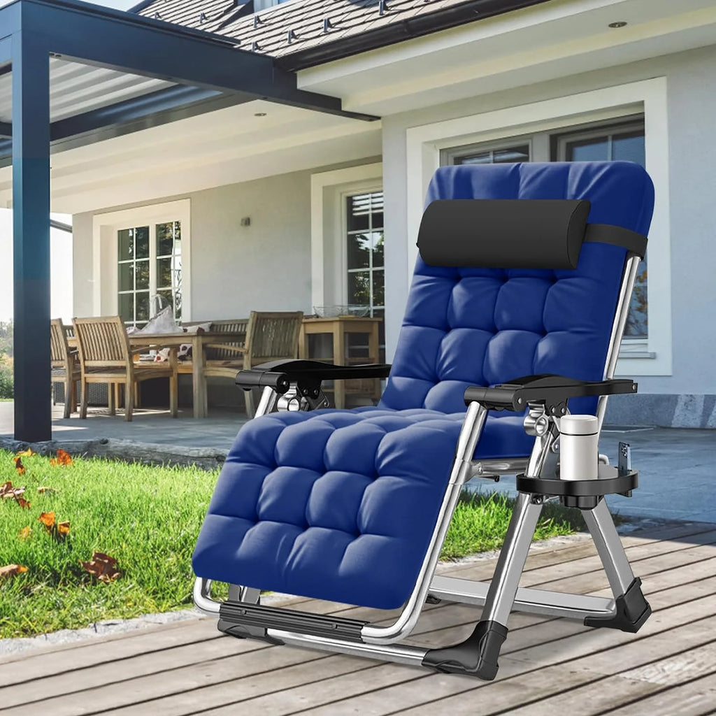 NAIZEA 2 Pack Zero Gravity Chair. Foldable Portable Lawn Recliner with Cushion. Headrest. Cup Holder. Black