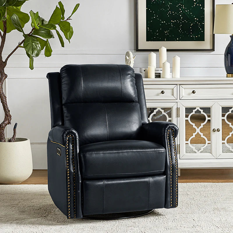 Kaietan Genuine Leather Power Rocking Recliner