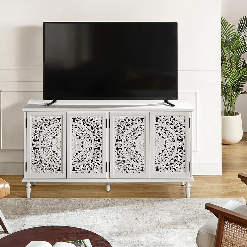 Emathides 63 Solid Wood Sideboard with Lighting & Wine Rack