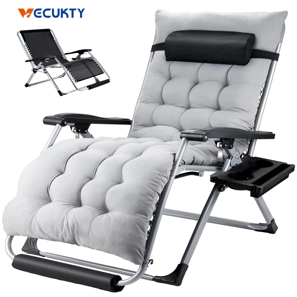 Oversized Zero Gravity Chair. VECUKTY Oversized XL Ergonomic Patio Recliner Folding Reclining Chair for Indoor and Outdoor. Gray