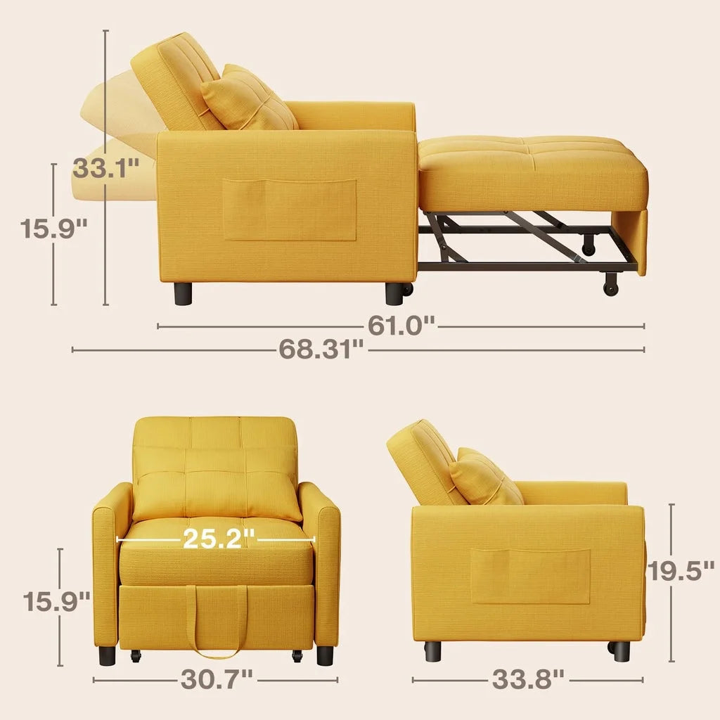 Convertible Sleeper Chair. Aiho 3 - in - 1 Convertible Sofa Bed Recliner Chair with Pull Out Couch - Dark Gray