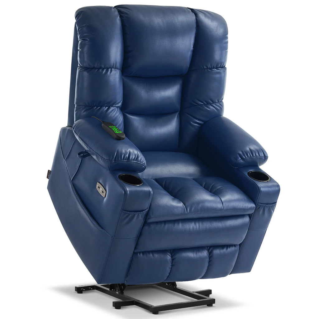 Mcombo Triple Motor Power Lift Recliner for Elderly. Sleep Recliner Sofa with Adjustable Headrest. Faux Leather. Dark Brown