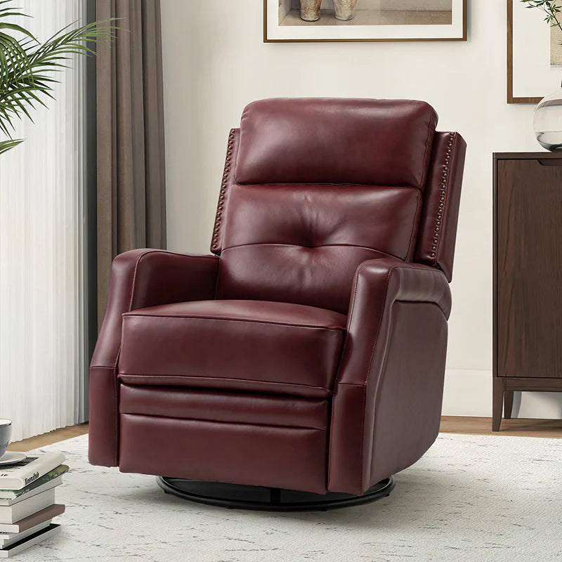 Benito 28.74 Wide Genuine Leather Swivel Rocker Recliner