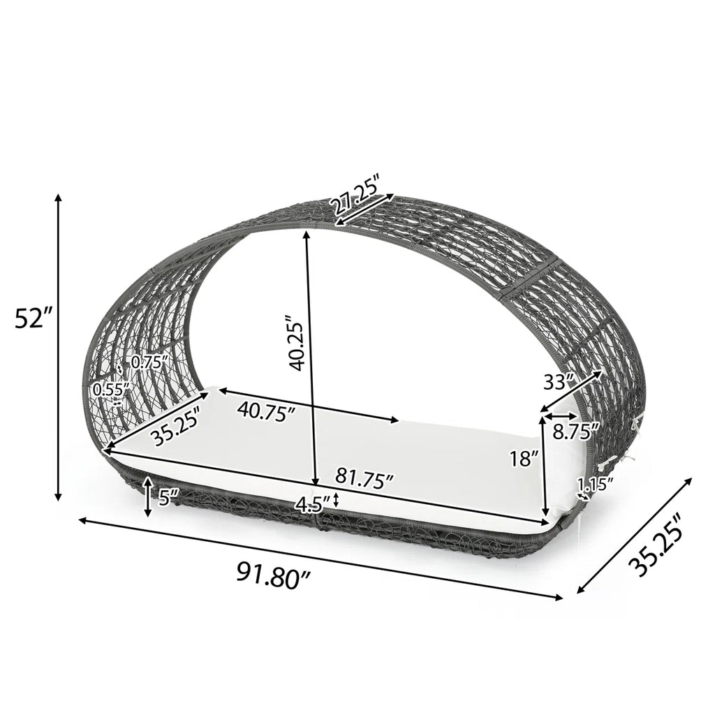 Lavina 91.26'' Aluminium.Wicker Outdoor Patio Daybed
