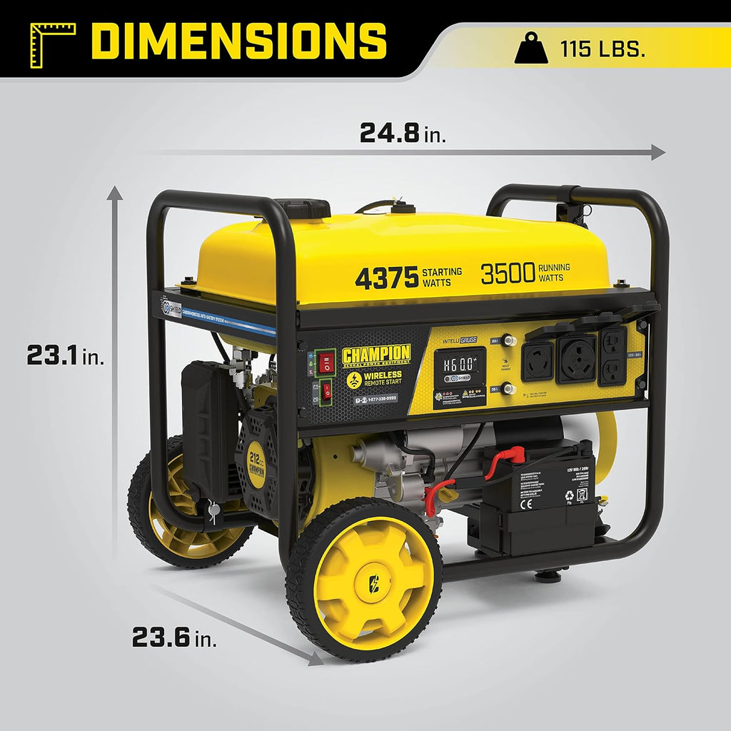 Champion Power Equipment 201181 3500-Watt Portable Generator with Remote Start and CO Shield