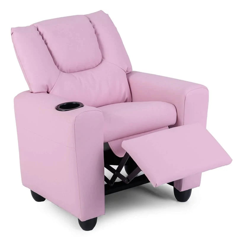 Kids Recliner Chair with Cup Holder & Side Pocket. Adjustable Toddler Lounge Sofa. Ergonomic Children Armchairs for Boys Girls Age 3+. 150lbs