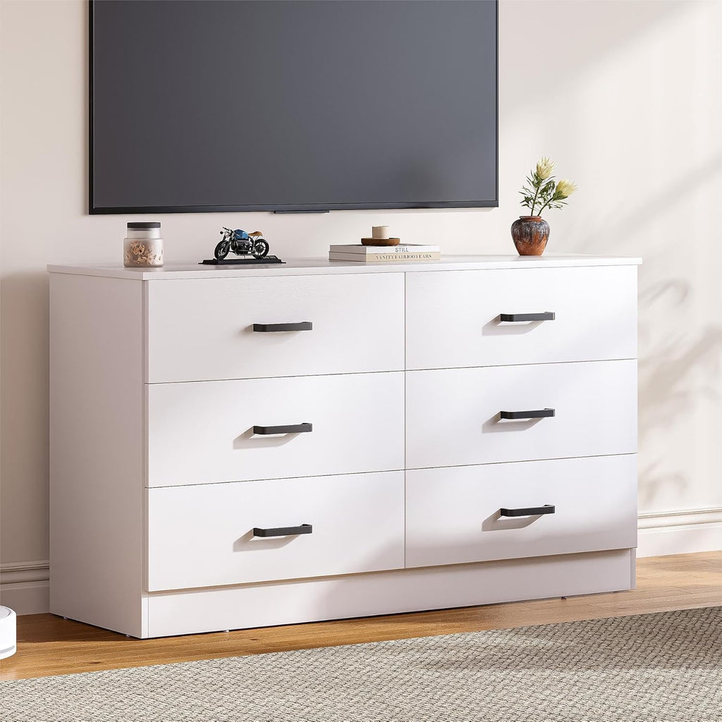 Bigbiglife Wood Dresser for Bedroom. 6 Drawer Double Dresser. Modern Chest of Drawers with Deep Drawers. Large Storage Organizer for Living Room. Closet