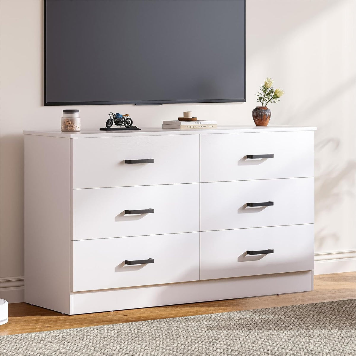 Bigbiglife Wood Dresser for Bedroom. 6 Drawer Double Dresser. Modern Chest of Drawers with Deep Drawers. Large Storage Organizer for Living Room. Closet