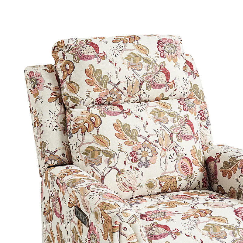 Alois Large Floral Swivel And Rocker Power Recliner With Adjustable Headrest