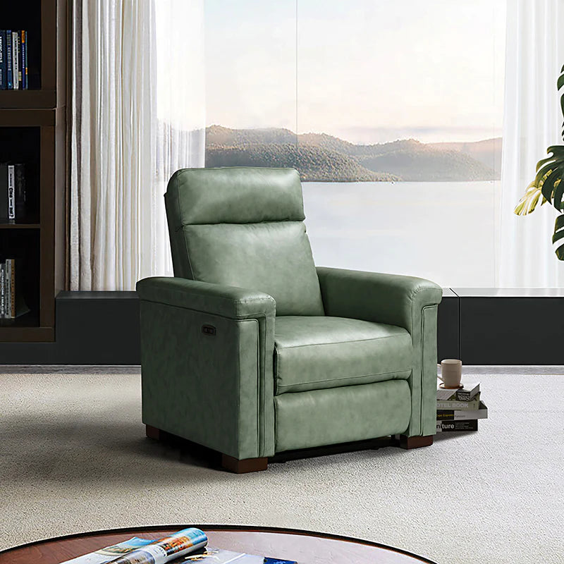 Lea 36.02 Wide Genuine Leather Power Recliner