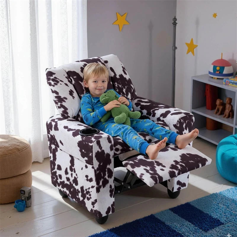 Kids Recliner Chair with Cup Holder & Side Pocket. Adjustable Toddler Lounge Sofa. Ergonomic Children Armchairs for Boys Girls Age 3+. 150lbs