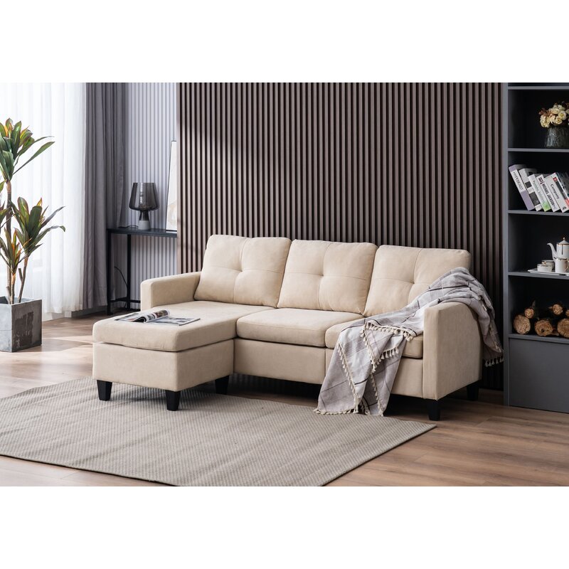Almendarez 77′′ Wide Reversible Modular Sofa & Chaise With Ottoman