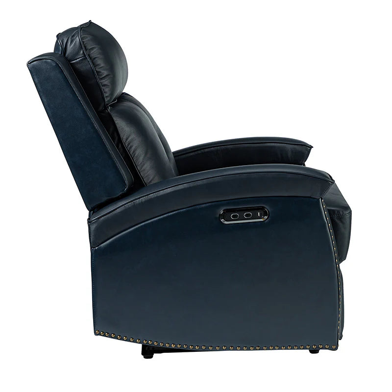 Stefan Genuine Leather Power Recliner with Nailhead Trim