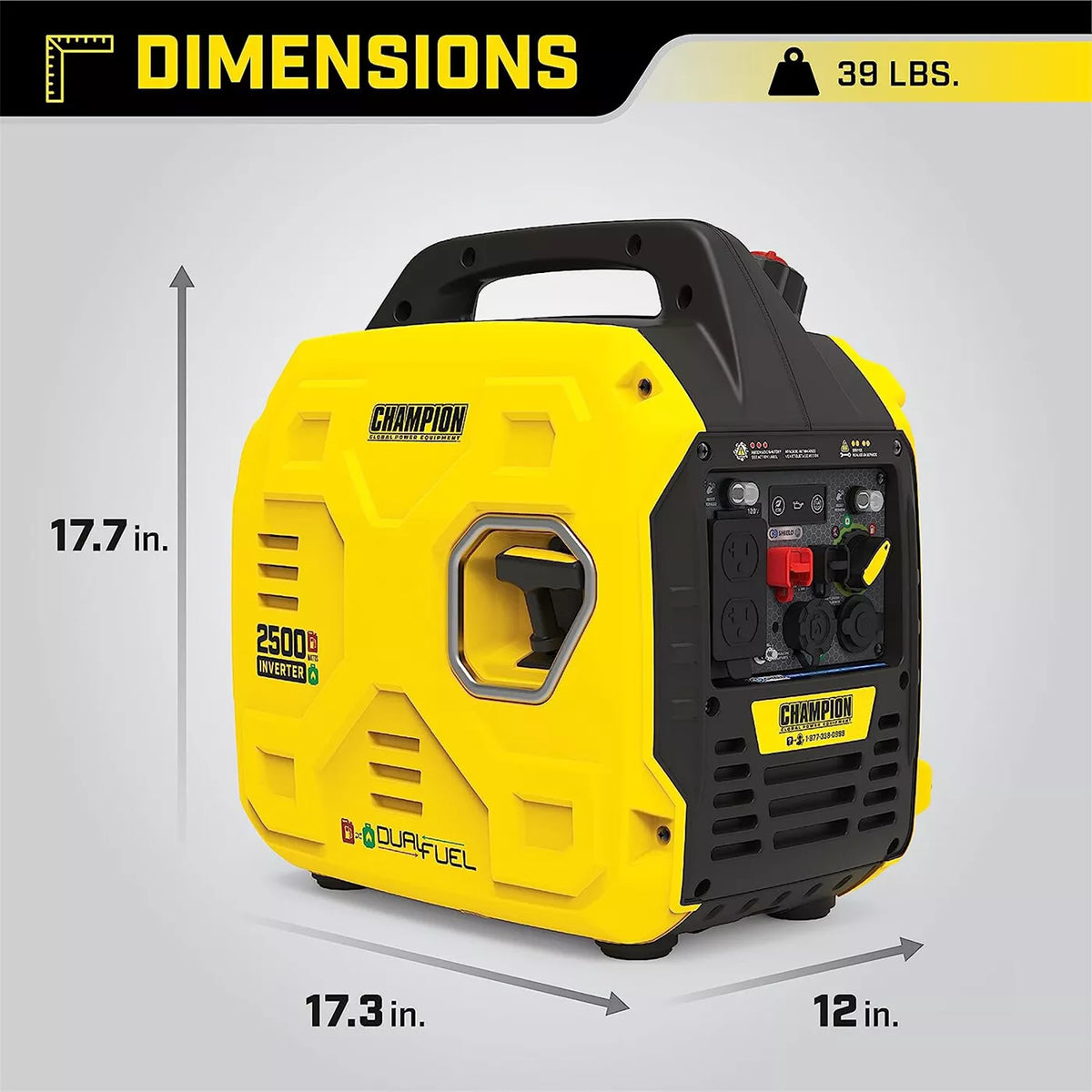 2500-Watt Champion Power Equipment Ultralight Portable Dual Fuel Inverter Gen